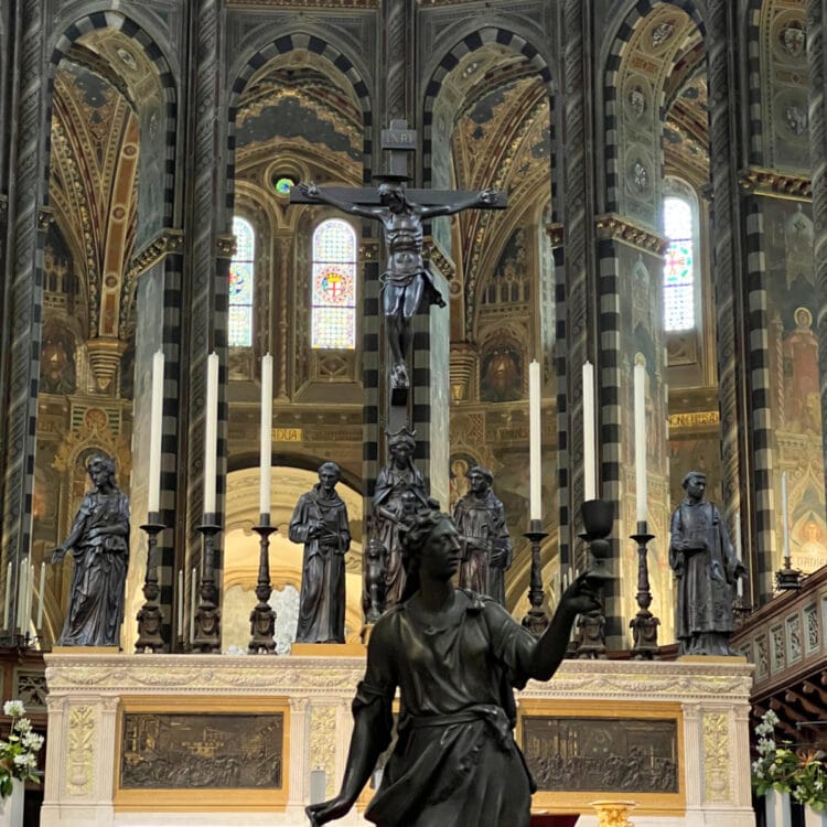 Donatella Bronze Sculptures on the high altar of the basilica of St Anthony of Padua