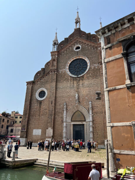 Funeral procession outside the Frari Church in Venice