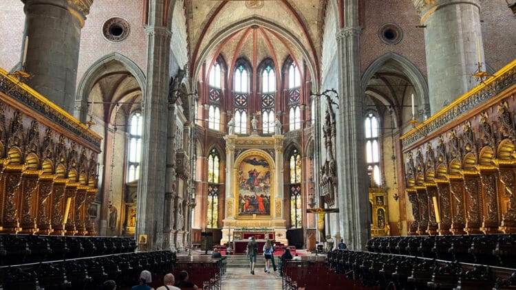 Visit the Gothic Frari Church to see some of the best art in Venice, including Titian's Assumption