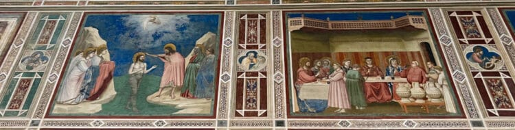 Giotto: Baptism & Wedding Feast at Cana frescoes in the Scrovegni Chapel in Padua