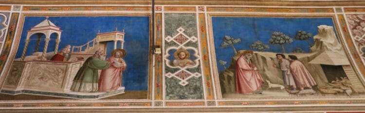 Giotto’s fresco cycle in the Scrovegni Chapel in Padua, near Venice in Italy, is probably the most famous and most complete portrayal in art of the story of St Joachim and St Anne.