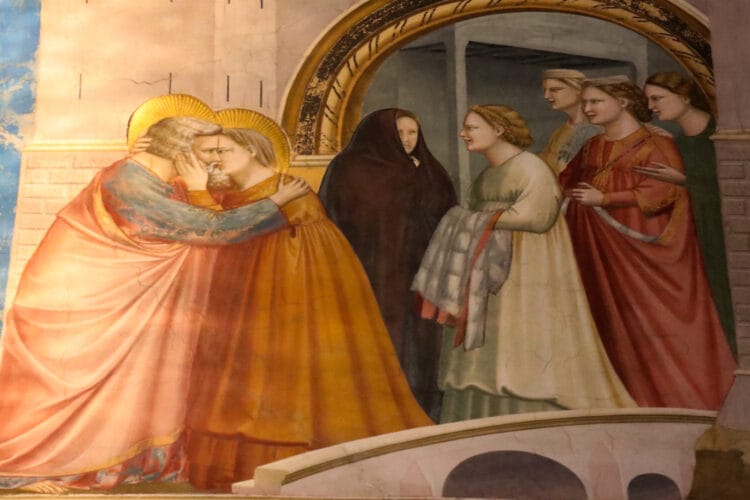 Giotto’s fresco Meeting at the Golden Gate in the Scrovegni Chapel in Padua