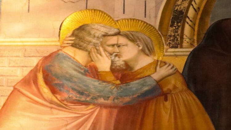 Giotto’s fresco Meeting at the Golden Gate in the Scrovegni Chapel in Padua