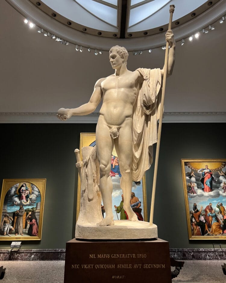 Antonio Canova's heroic nude Napoleon as Mars the Peacemaker in the Brera in Milan - a plaster model made by Canova.