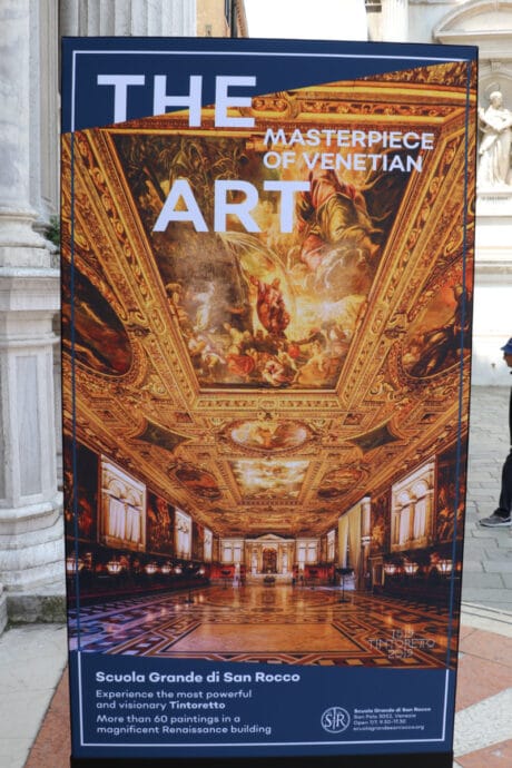 Poster to visit the Scuola Grande di San Rocco in Venice to see fantastic Tintoretto paintings.